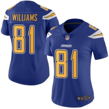 Los Angeles Chargers NFL Football Mike Williams Electric Blue Jersey Women Limited #81 Rush Vapor Untouchable->women nfl jersey->Women Jersey